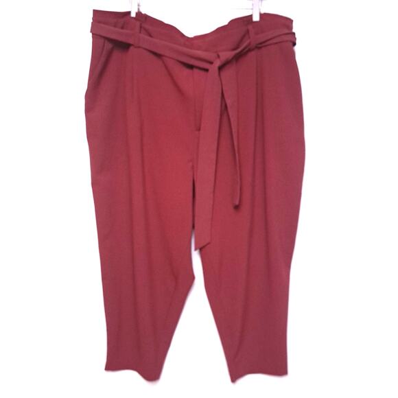 Torrid Tie Front Paperbag Waist Tapered Cropped Leg Pant Rust 24 - Picture 2 of 7